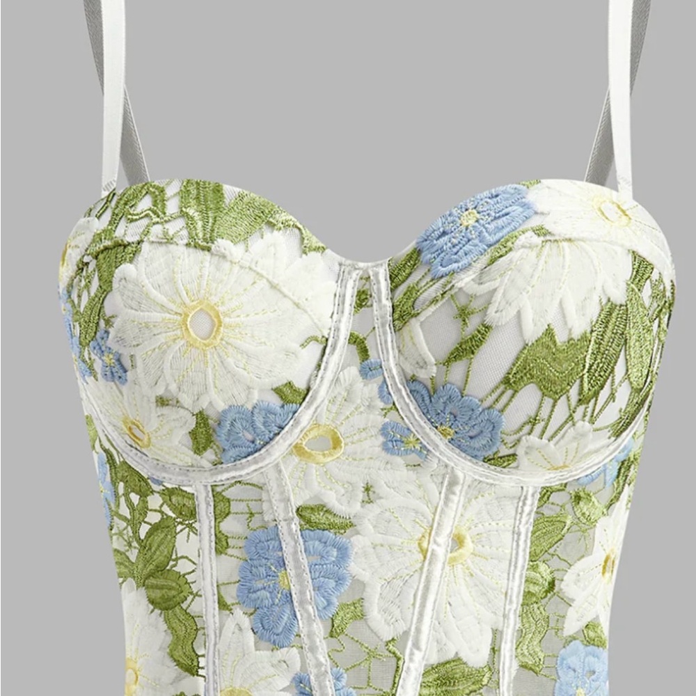 Floral Embroidered Bustier